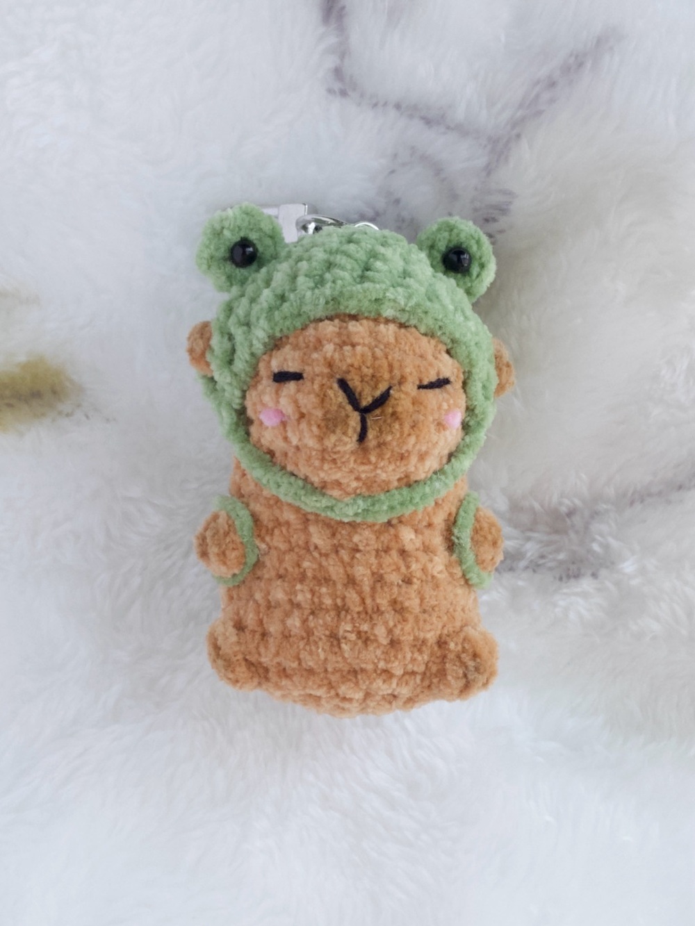 Crochet Frog Capybara Keychain